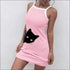 Elastic Slim Pack Hip Sleeveless Nightdress Cat Pattern
