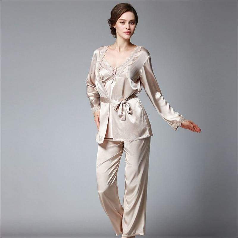 Elegant Autumn And Winter Silk Pajamas - Lingerie & Sleep