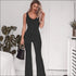 Elegant Sleeveless Defined Waist Flare Jumpsuits