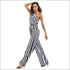 Elegant Stripes Pattern Halter Neck Wide-leg Jumpsuits
