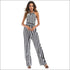 Elegant Stripes Pattern Halter Neck Wide-leg Jumpsuits