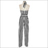 Elegant Stripes Pattern Halter Neck Wide-leg Jumpsuits