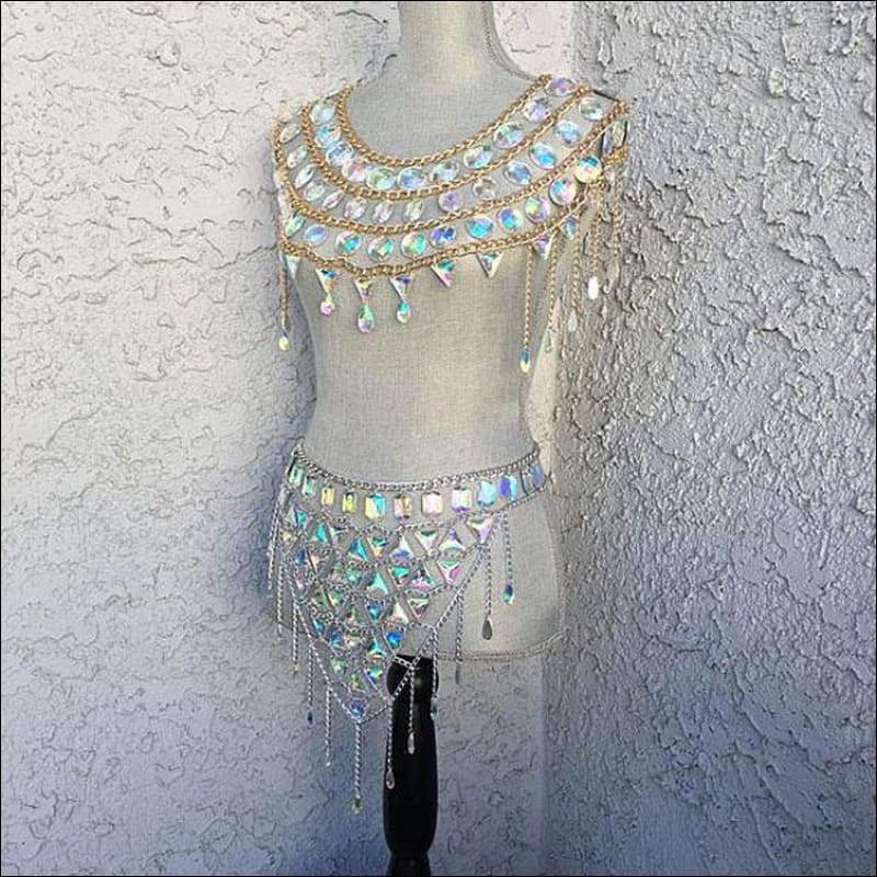 Ethnic Style Multilayer Metal Chain Acrylic Gemstone 