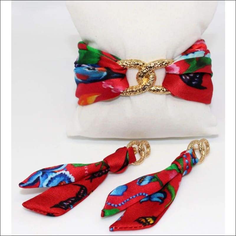 Exotic Garden silk tie earring & bracelet - Earrings