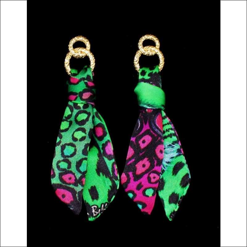 Exotic Leopard silk tie earring - Gold - Earrings