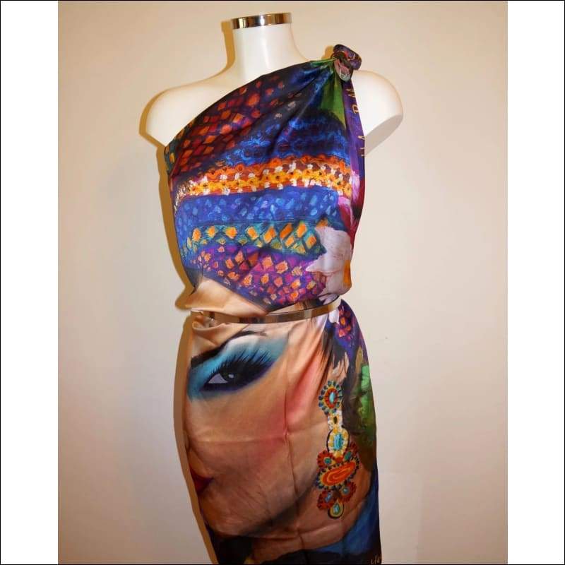 Exotic woman silk scarf 110x110 cm - Silk Scarves