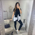 Fashion Round Collar Irregular Patchwork Top And Slim Pants
