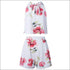 Floral Print Off-the-shoulder Chiffion Top Wide Leg Shorts Set
