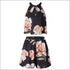 Floral Print Off-the-shoulder Chiffion Top Wide Leg Shorts Set