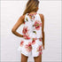 Floral Print Off-the-shoulder Chiffion Top Wide Leg Shorts Set