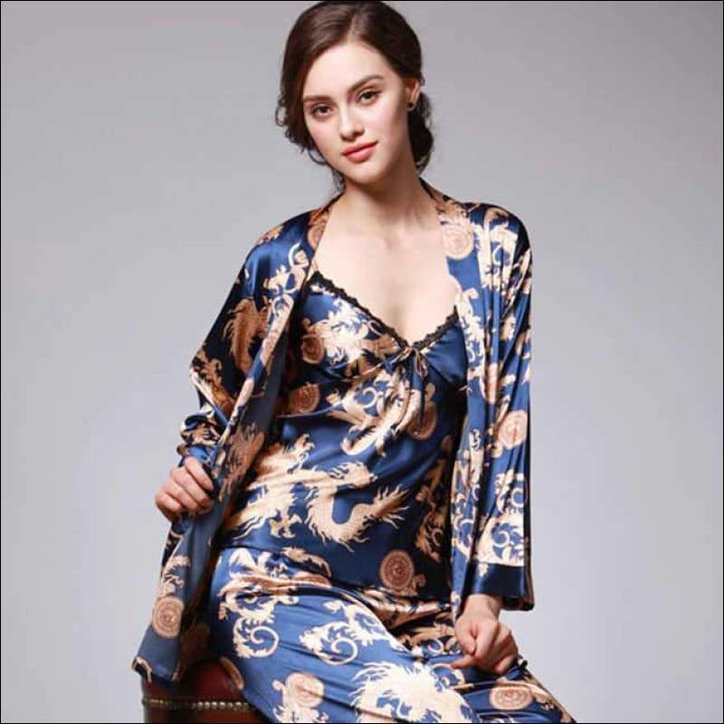 Floral Printed 3pcs/set Autumn Winter Pajamas - Lingerie & 