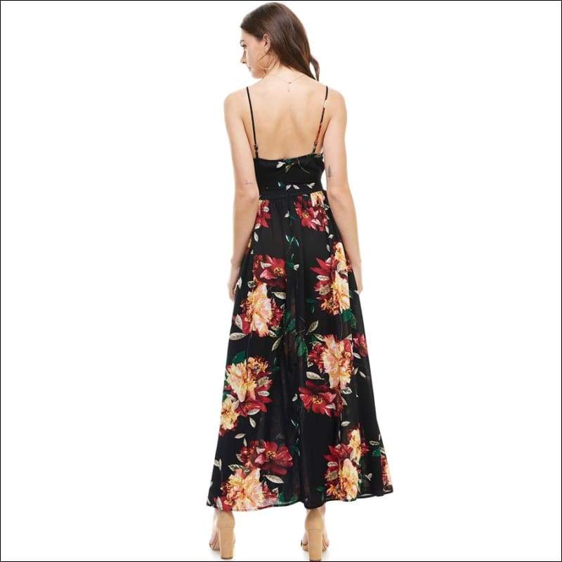 Floral Spaghetti Strap Maxi Dress - Women’s Clothing