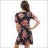 Floral V Neck Puff Sleeve Short Dress