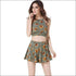 Flowers Printed Backless Strap Halter Tank Tops And Pleated Shorts 2Pcs Set