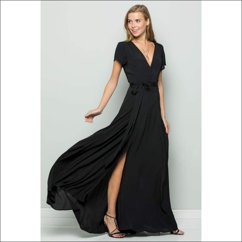 Flowy Maxi Wrap Dress - Dresses