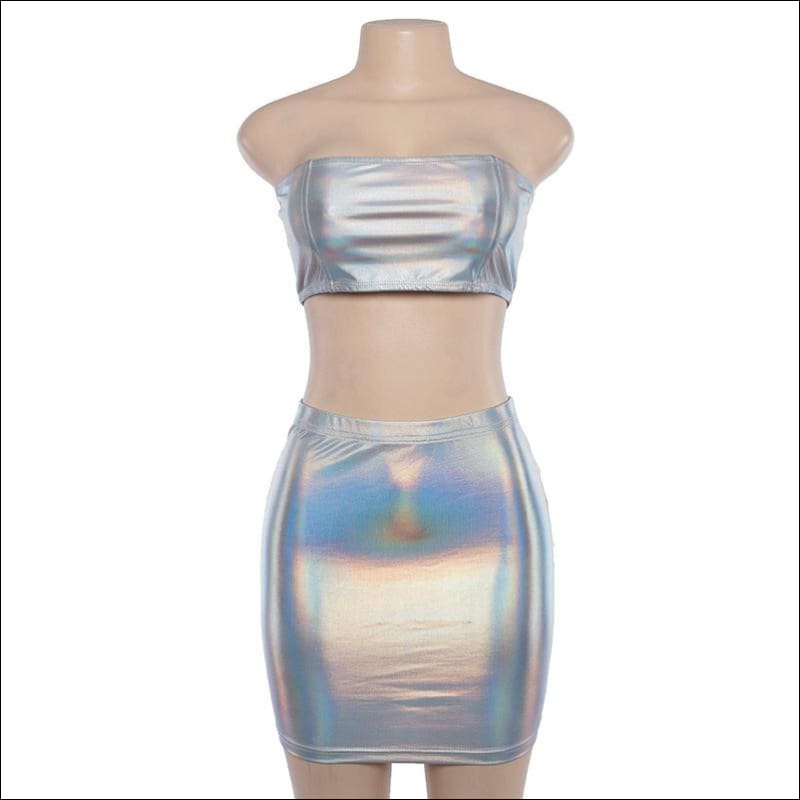 Fluorescence Color Tube Top And Skirt Two Pieces Set - M / 