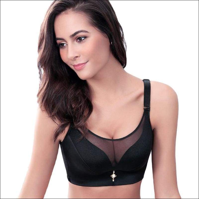 Functional Push-up Solid Color Security Mesh Design Bra - 