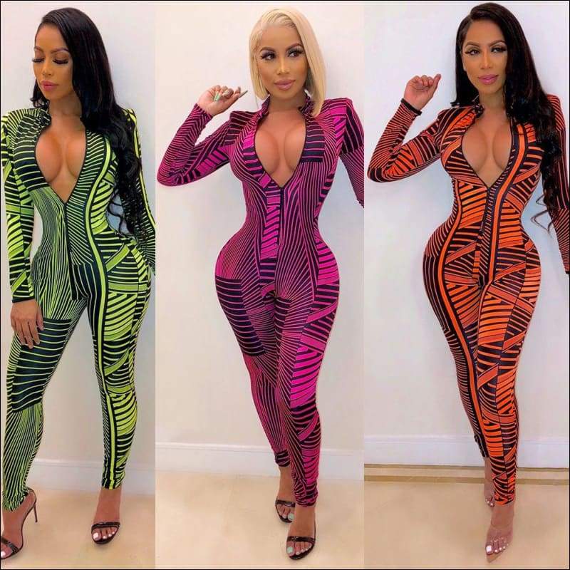 Geometric Print Jumpsuits - Jumpsuits