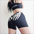 Gothic Style Sleeveless Crop Top Tight Shorts Skull Print Sporty Set