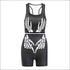 Gothic Style Sleeveless Crop Top Tight Shorts Skull Print Sporty Set