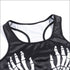 Gothic Style Sleeveless Crop Top Tight Shorts Skull Print Sporty Set