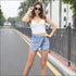 Gradient Color Broad Leg Jean Shorts