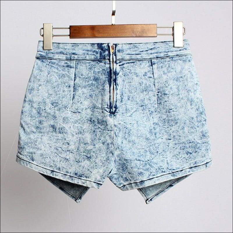 Gradient Color Broad Leg Jean Shorts - XL / Blue - Jumpsuits