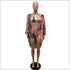 Graphic-Print Bra And Skinny Shorts And Long-sleeve Cloak Three Pieces Sets