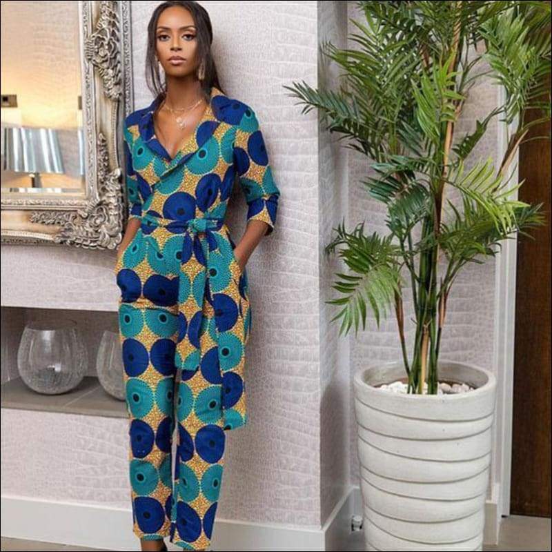 Graphic Print V-neck Moderate Sleeve Lace-up - S / FKAC001 -