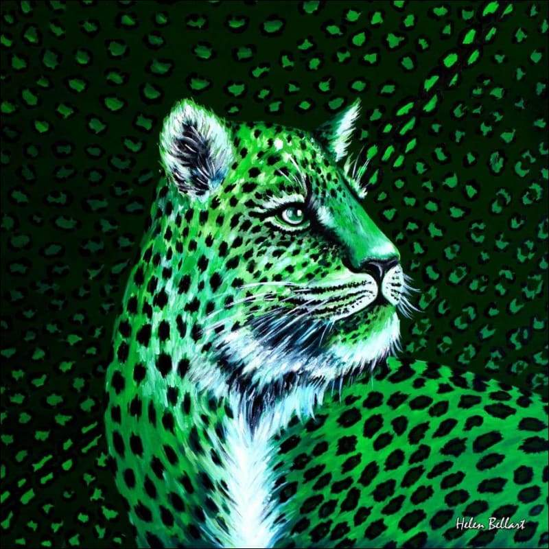 Green Tiger silk scarf 45x45 cm - Silk Scarves