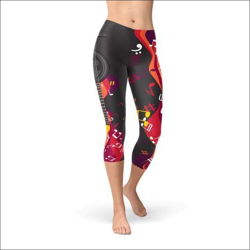 Guitar and Music Note Capri Leggings - Leggings