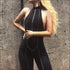 Halter Pattern Sleeveless Backless Tight Jumpsuits