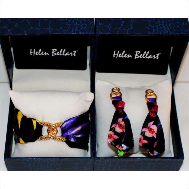 Hawaii silk tie earring - Gold - Earrings