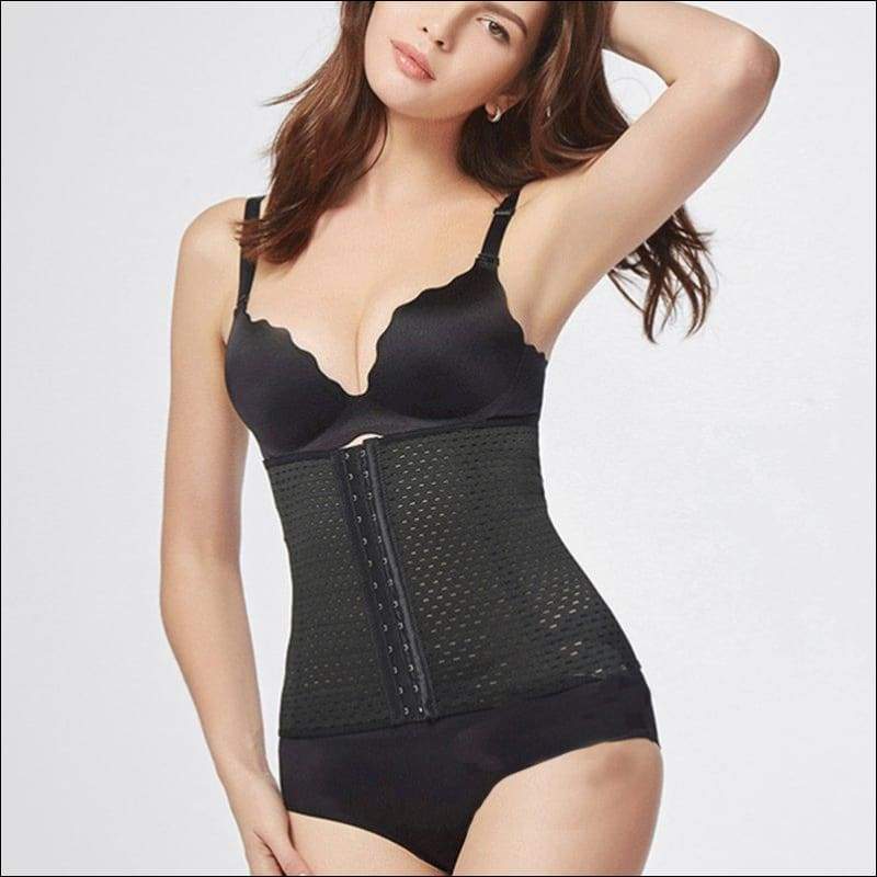 High-waisted Hollow Out Breathable Belly Wrap - S / Black - 