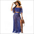 Hollow Out Tassels Design Off-the-shoulder Crop Top Loose Skirt Knit Set