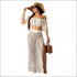 Hollow Out Tassels Design Off-the-shoulder Crop Top Loose Skirt Knit Set