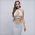 Hollow Sweetheart Design Crop Halter Top And Tight Skirt Set