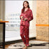 Home Wear Autumn Winter Smooth Silk-like Pajamas Set