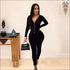 Hooded Zipper Long-sleeve Slim Jumpsuits
