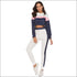 Hot Color Blocking Long-sleeve Sport Cropped Hoodies And Pants Set
