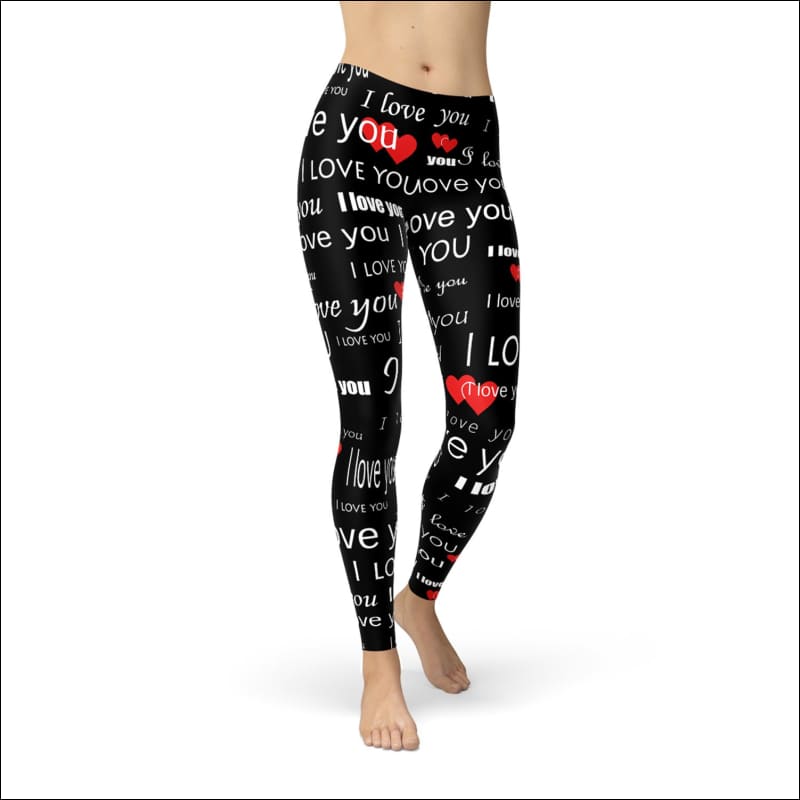 I Love You Black Leggings - Leggings