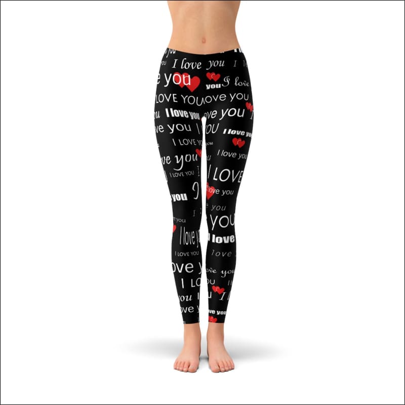 I Love You Black Leggings - Leggings