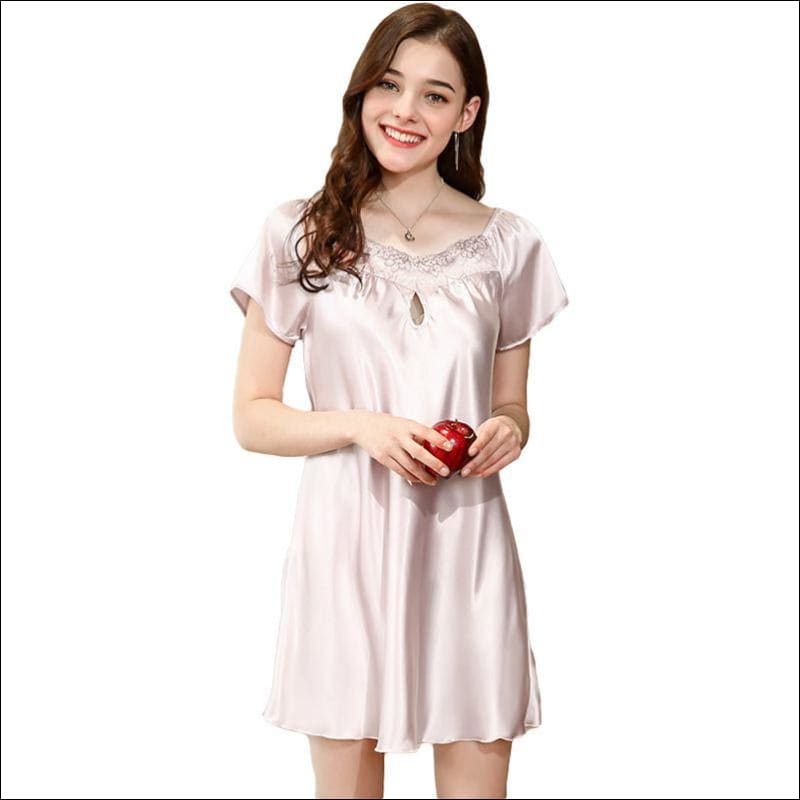 Imitated-silk Fabric Sexy Women Pajamas Nightdress - M / 