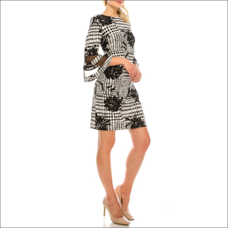 Black Ivory Plaid & Floral Printed Sheath Dress - 6 / 
