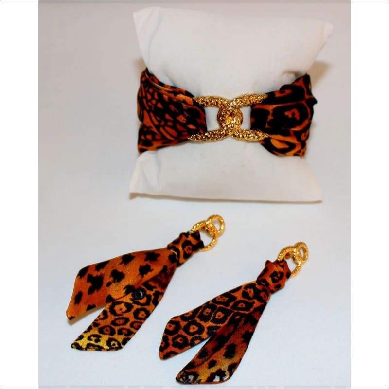Jaguar silk tie earring & bracelet set - Set & Combination