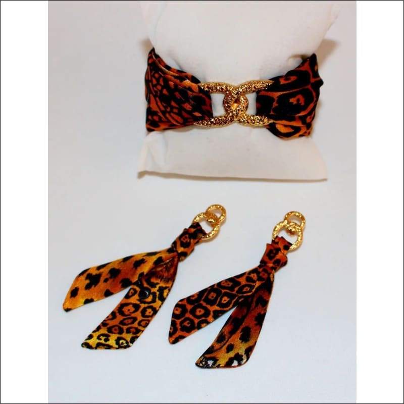 Jaguar silk tie earring - Gold - Earrings