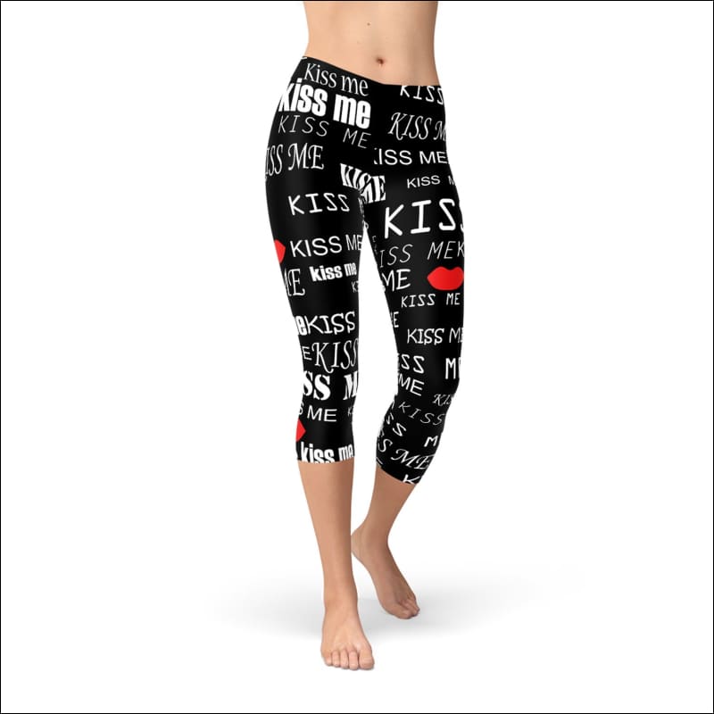 Kiss Me Black Capri Leggings - Leggings