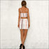 Knotted Stripe Print Spaghetti Strap Crop Top And Single-breasted Skirt Set