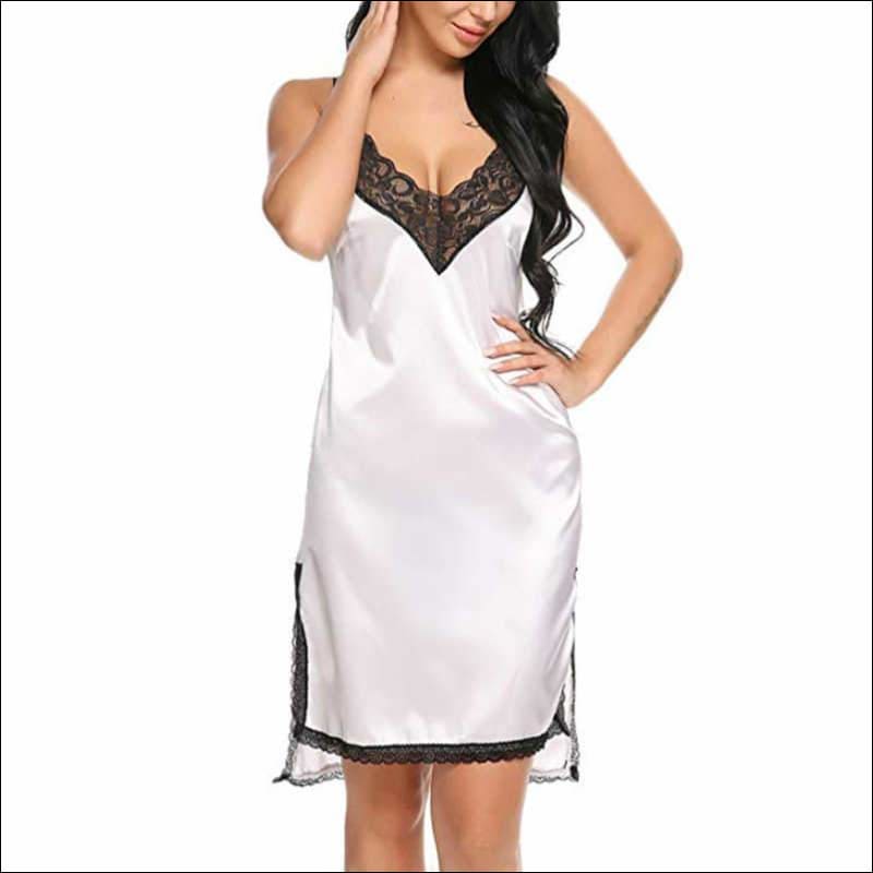 Lace Irregular Hem Nightdress - S / White - Lingerie & Sleep