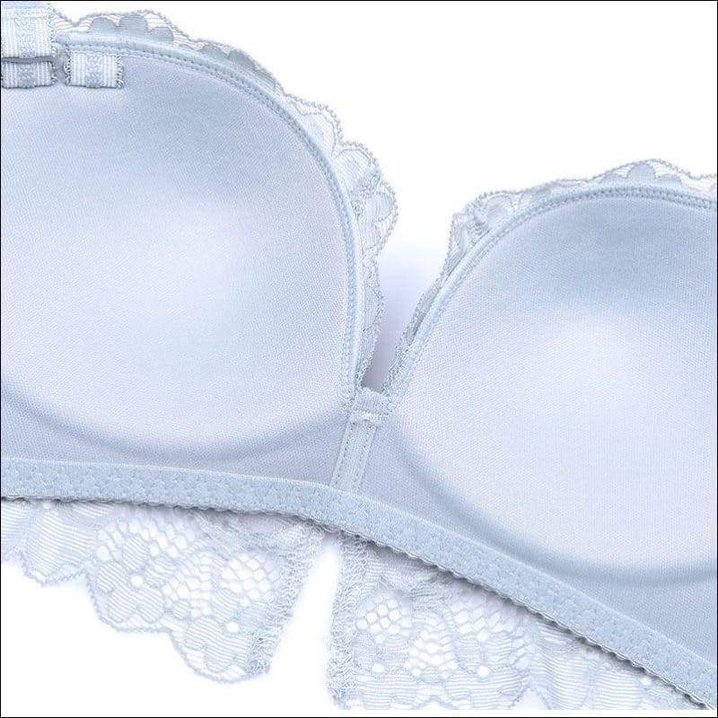 Lace Push-up Floral Pattern Wireless Bra Set - Lingerie & 